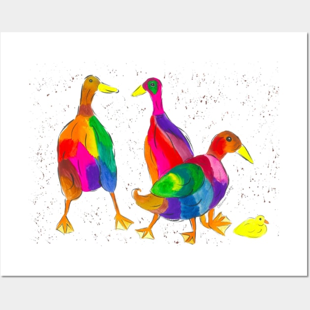 Colourful Ducks Wall Art by Casimirasquirkyart